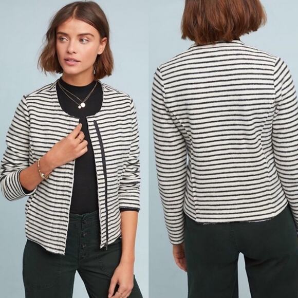 Dolan Anthropologie Left Coast Collection Striped Brushed Fleece Moto Jacket - Picture 14 of 14